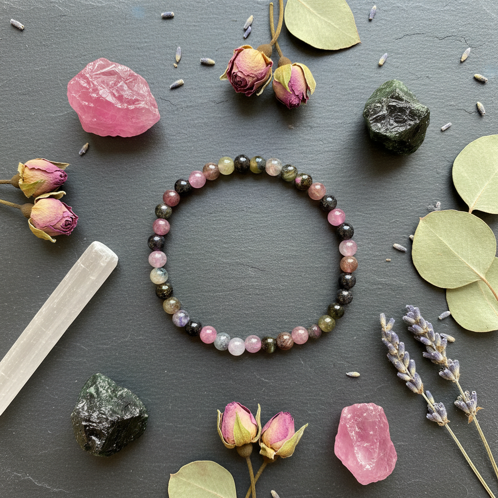 Pink Mix Tourmaline Bracelet, 5-7mm, alternate view