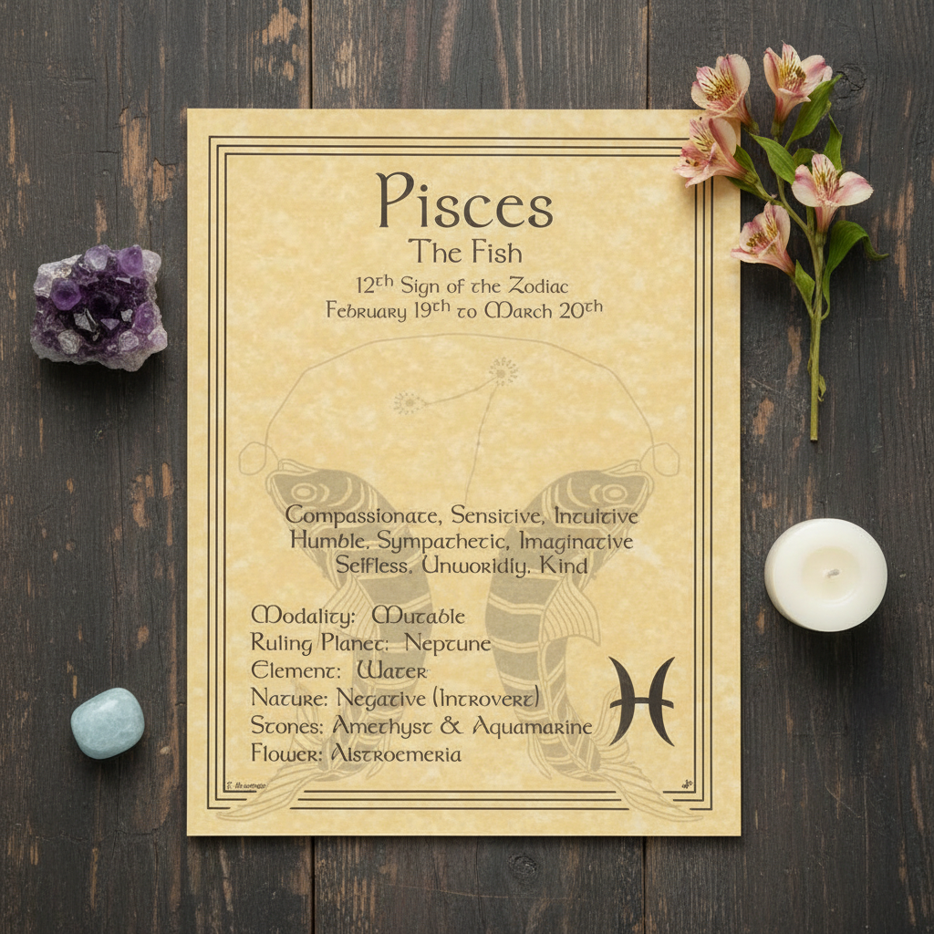 Pisces Zodiac Poster, alternate view