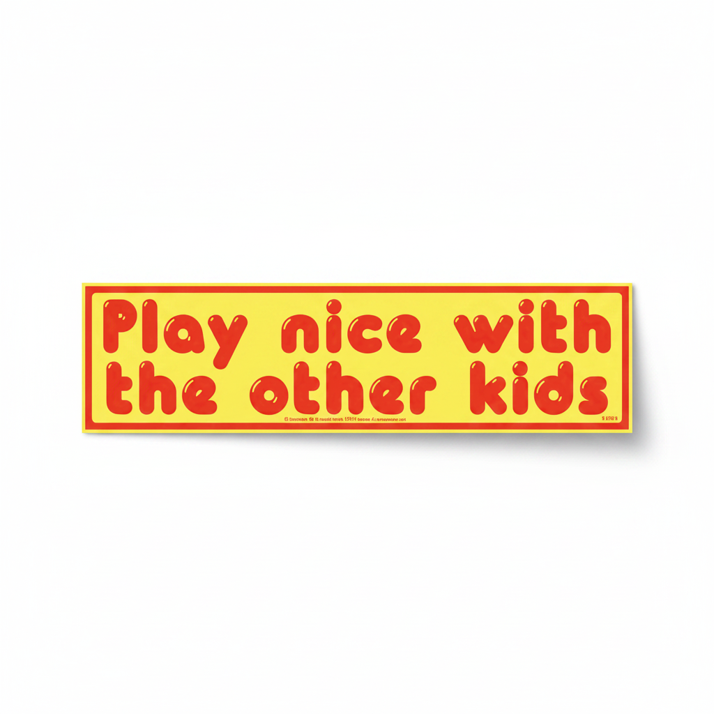Play Nice with the Other Kids Bumper Sticker, 11 x 3 Inches