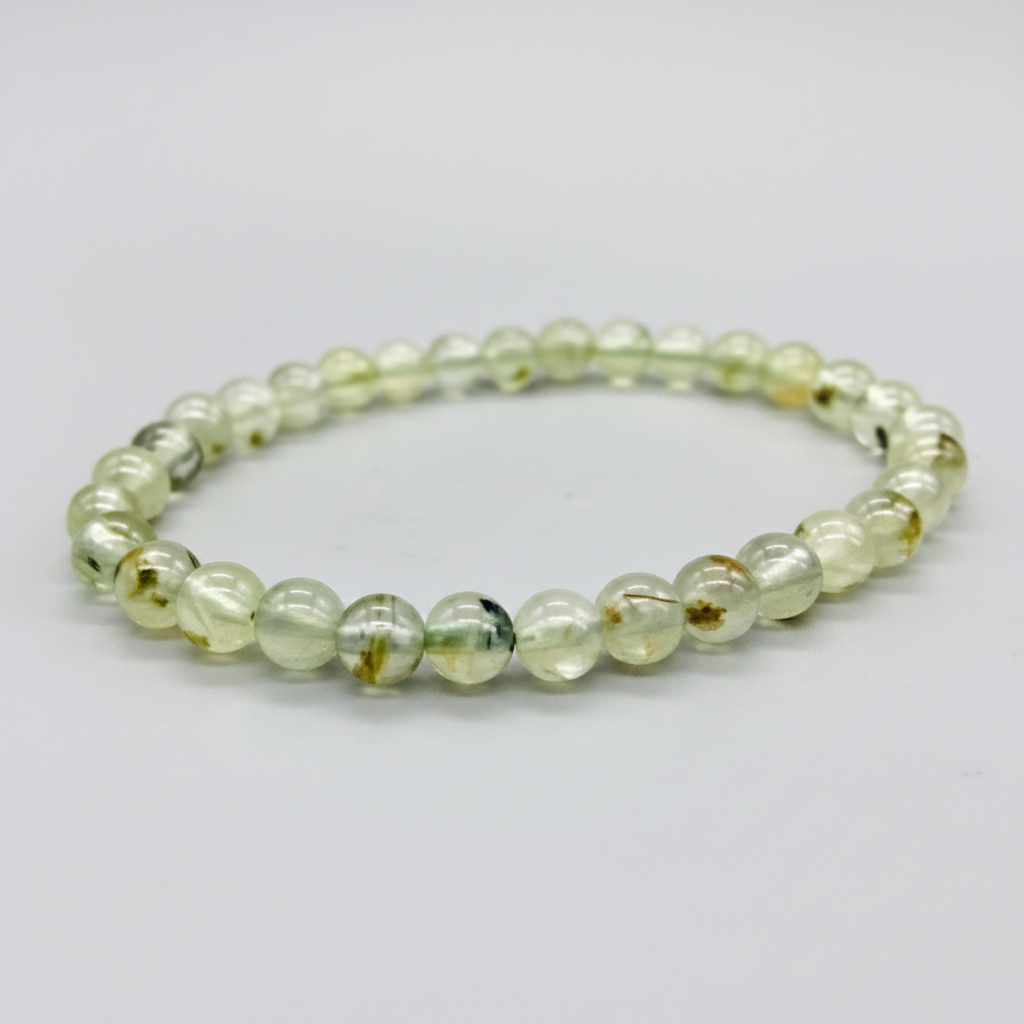 Prehnite Bead Bracelet, 6mm