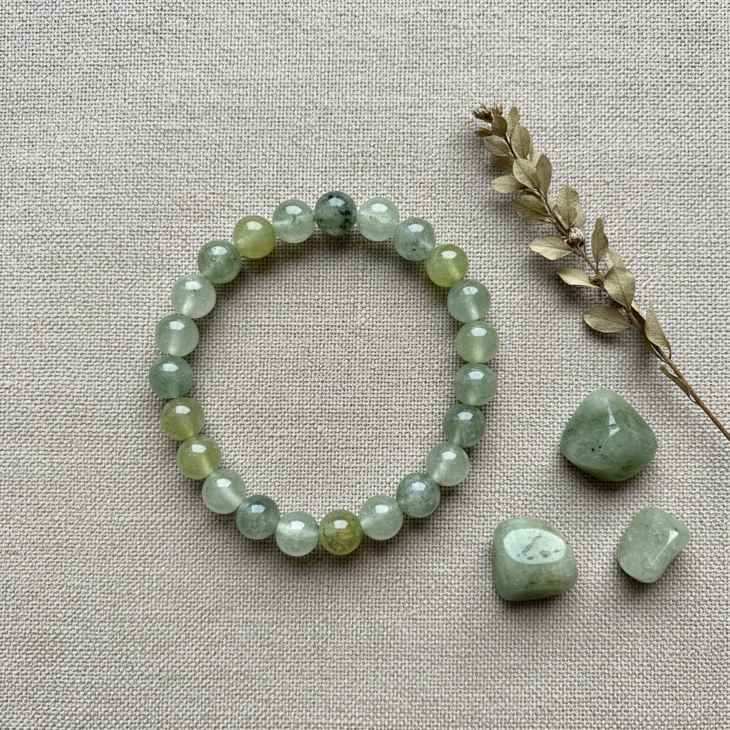 Prehnite Bracelet, 7-8mm, alternate view