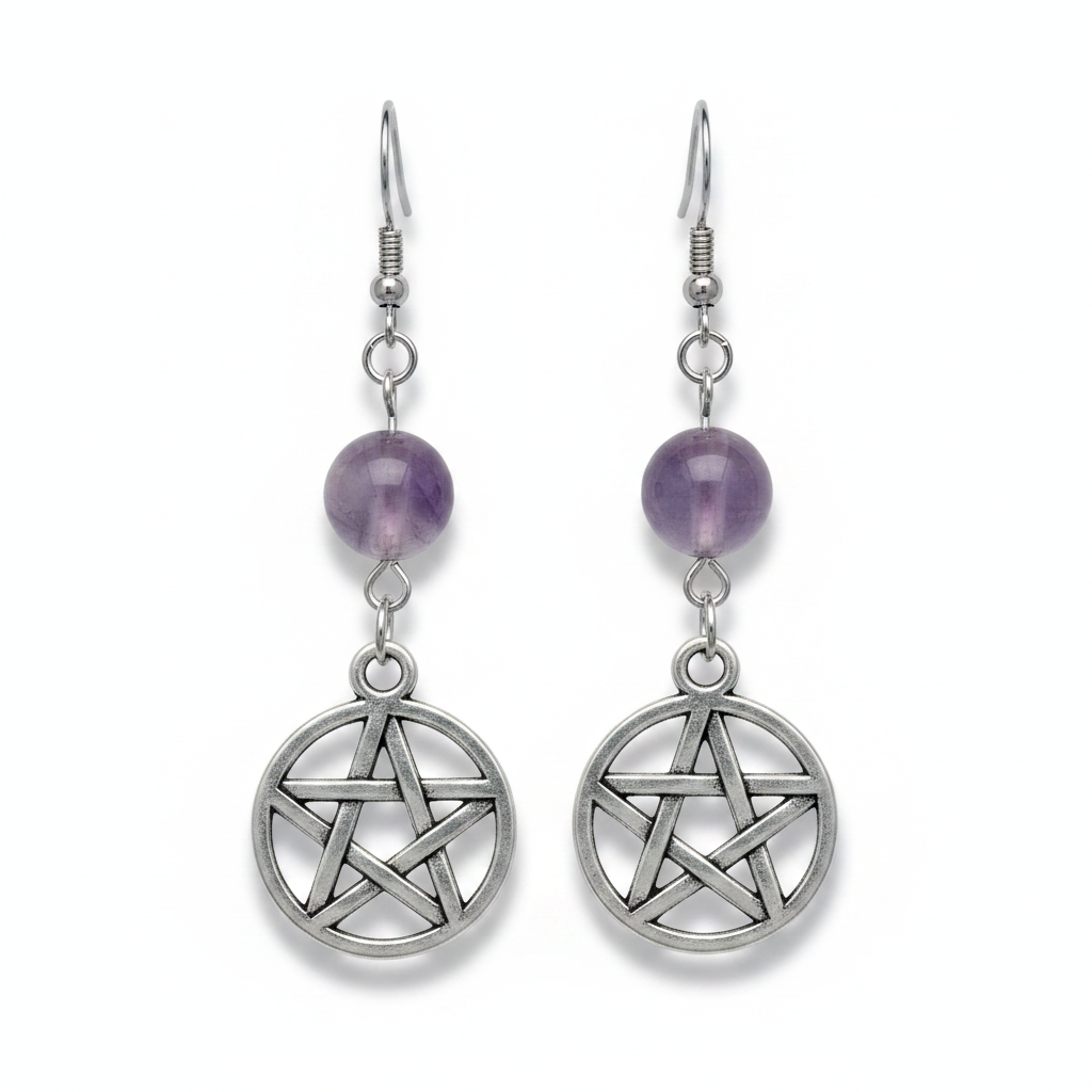 Fluorite Pentagram Earrings