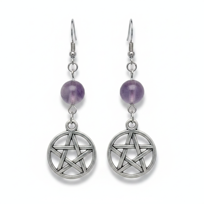 Fluorite Pentagram Earrings