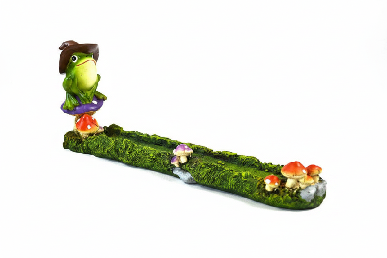 Frog Mushroom Incense Burner, 10"