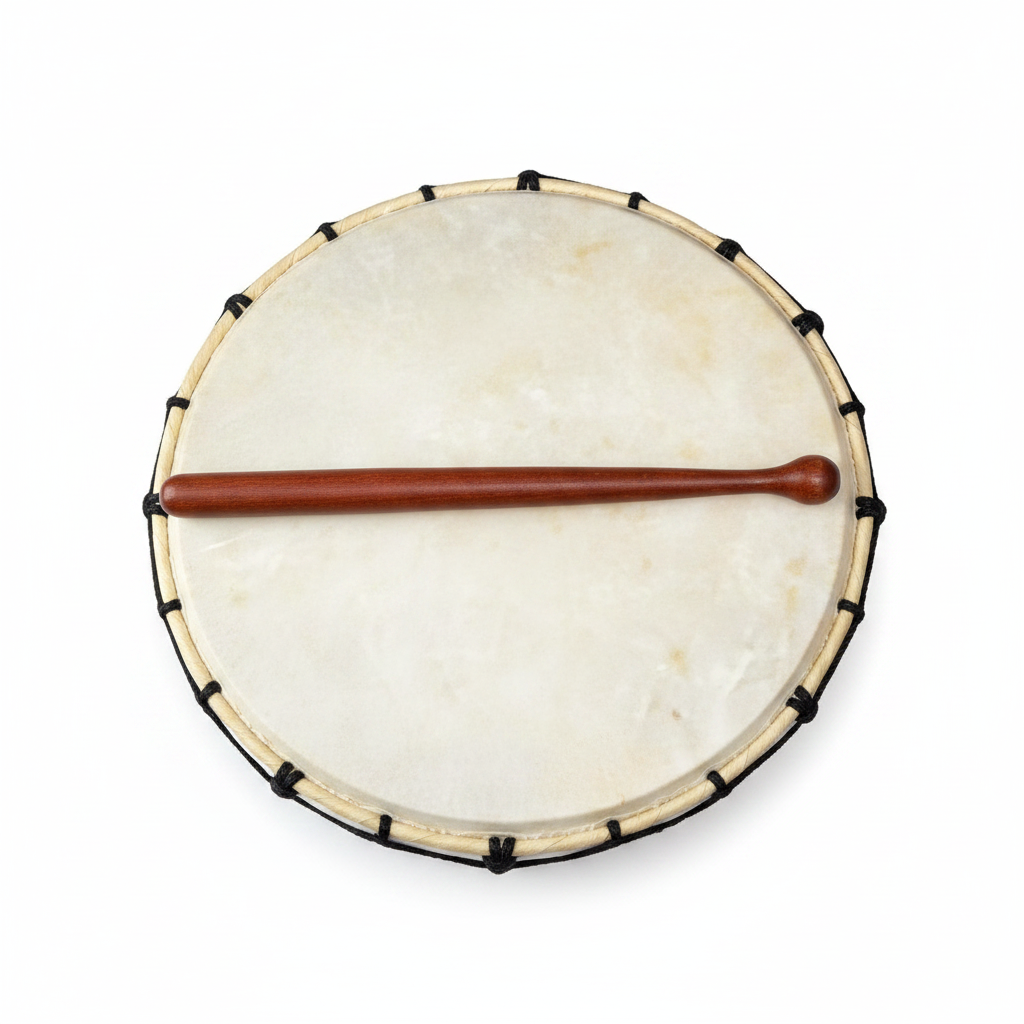 Balinese Ceremonial Drum with Beater, 13 Inches, detail view