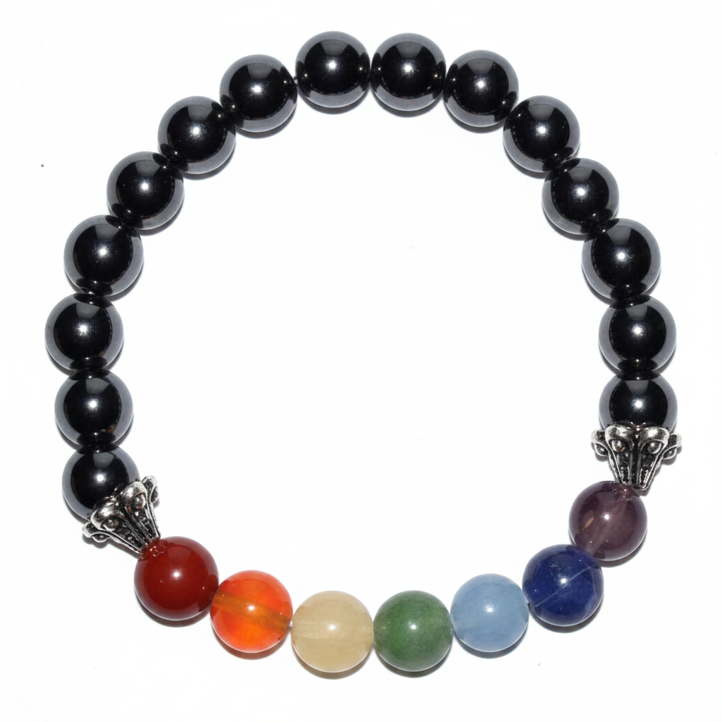 Chakra Hematite Bracelet, 8mm