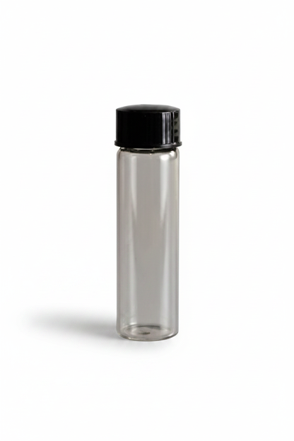 Clear Round Glass Bottle with Cap, 2 Dram