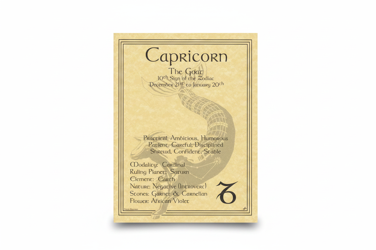 Capricorn Zodiac Poster by AzureGreen, 8.5 x 11 Inches