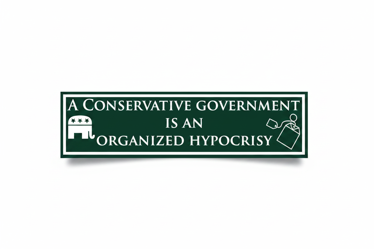 Conservative Government is an Organized Hypocrisy Bumper Sticker, 11.5" x 3"