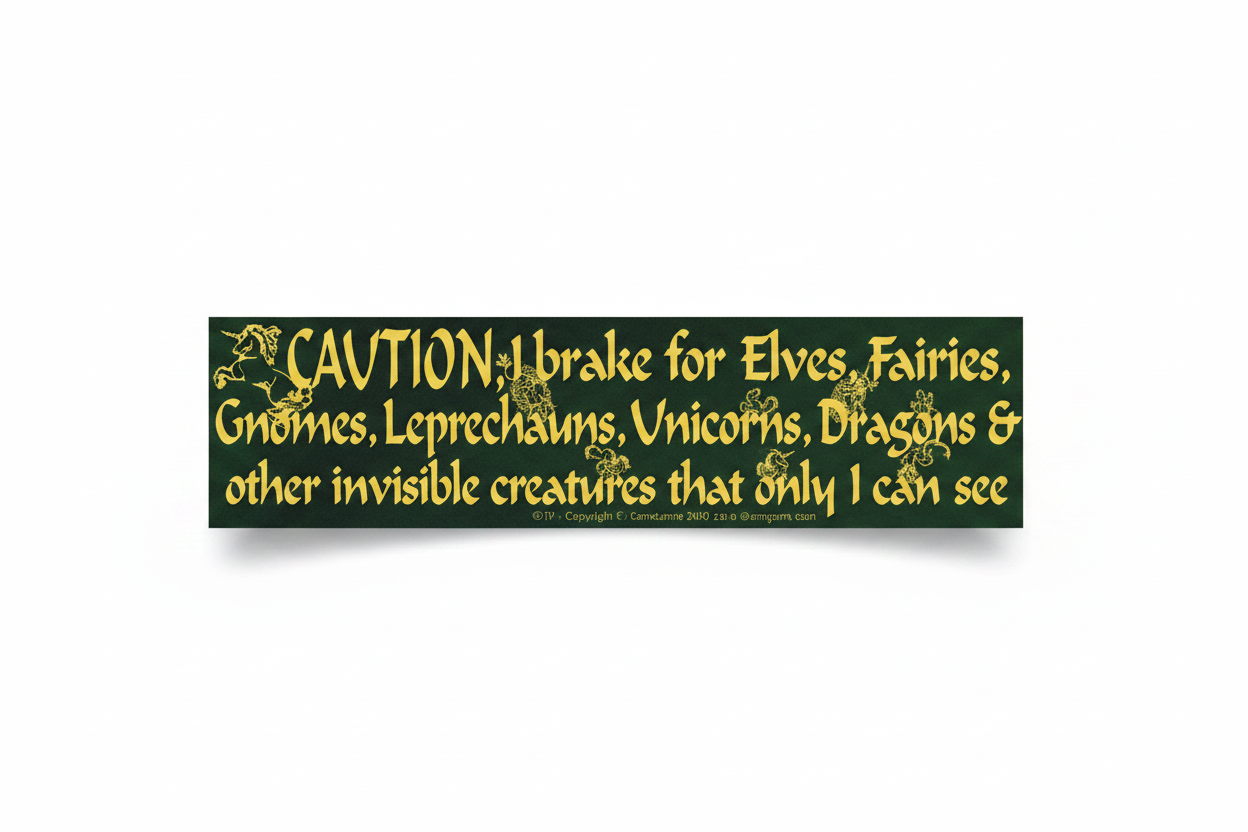 Caution! I brake for Elves... bumper sticker