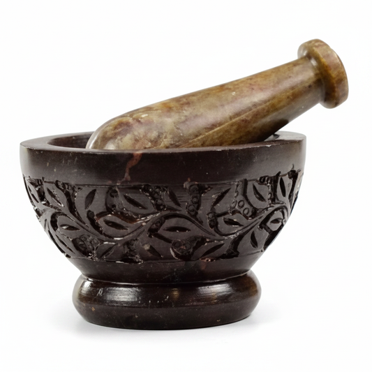 Flower Mortar and Pestle Set, Soapstone