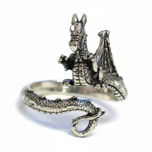 Dragon Adjustable Ring, Sterling Silver