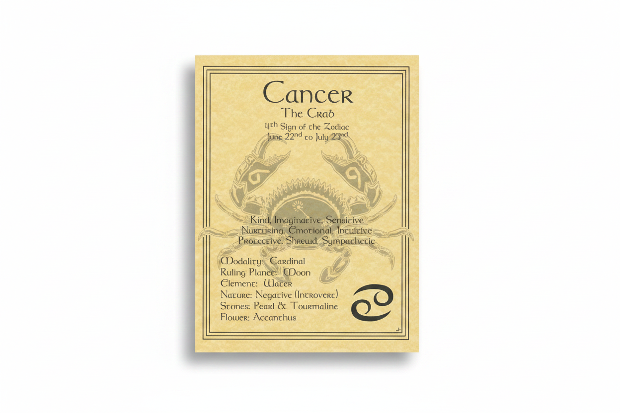 Cancer Zodiac Poster by AzureGreen, 8.5 x 11 Inches