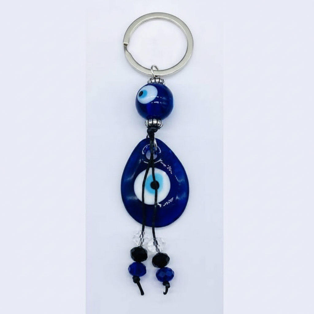 Evil Eye Keychain, Blue Glass