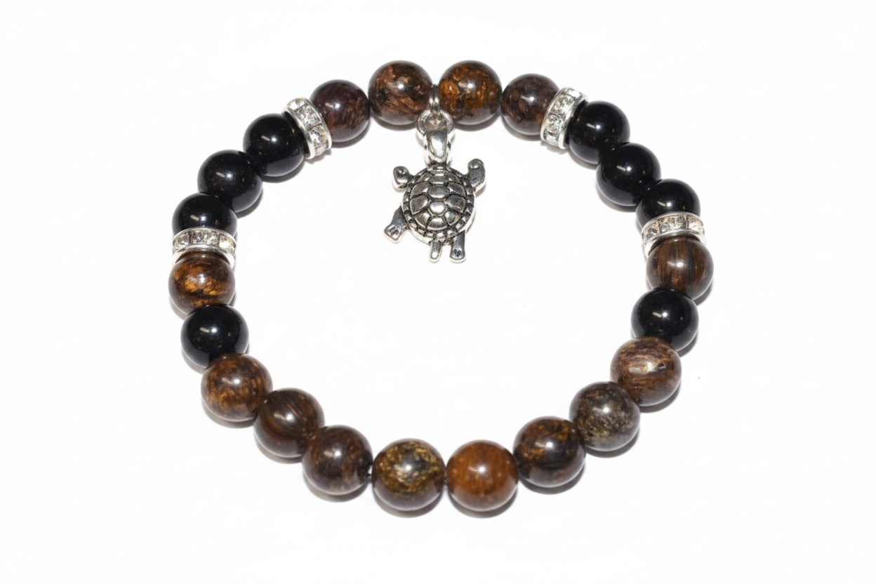 Bronzite and Rainbow Obsidian Bracelet, 8mm