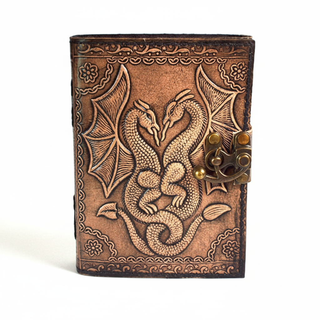 Double Dragon Leather Journal with Latch