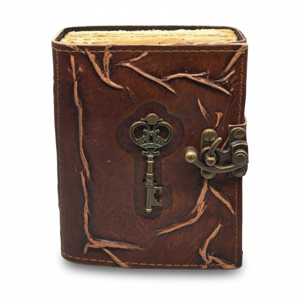 Embossed Key Leather Journal with Latch