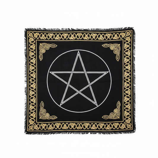 Gold Bordered Pentagram altar cloth 36" x 36"
