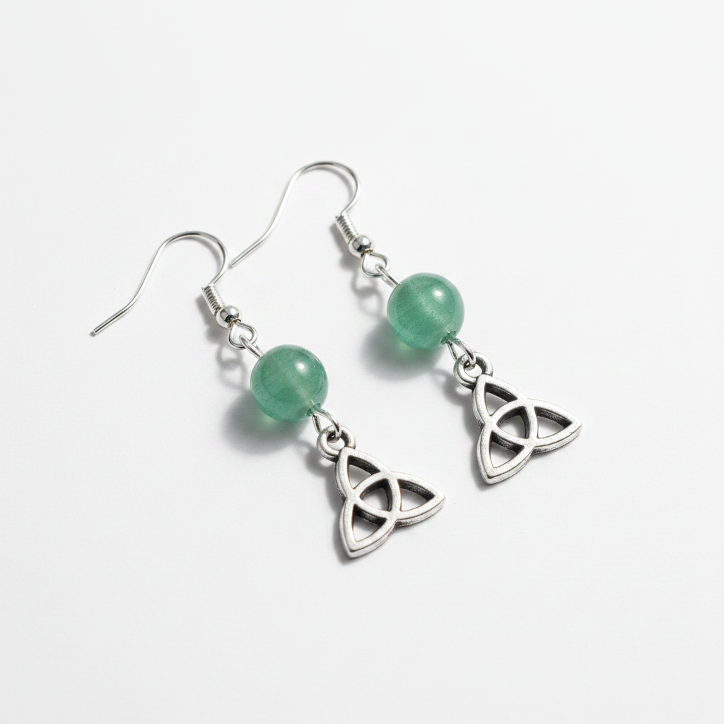 Green Aventurine Triquetra earrings, alternate view