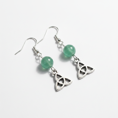 Green Aventurine Triquetra earrings, alternate view
