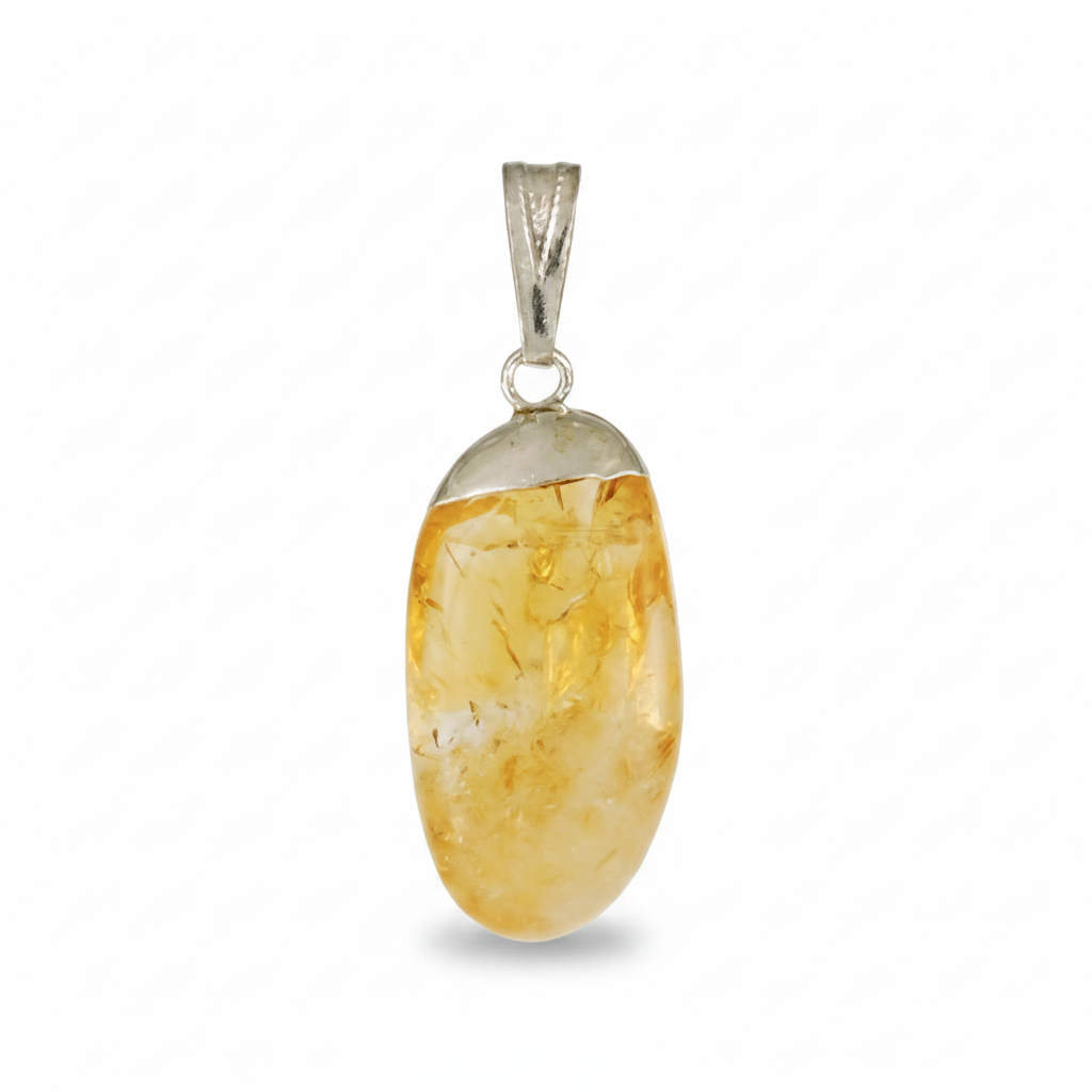 Citrine Tumbled Pendant, Resin Encased