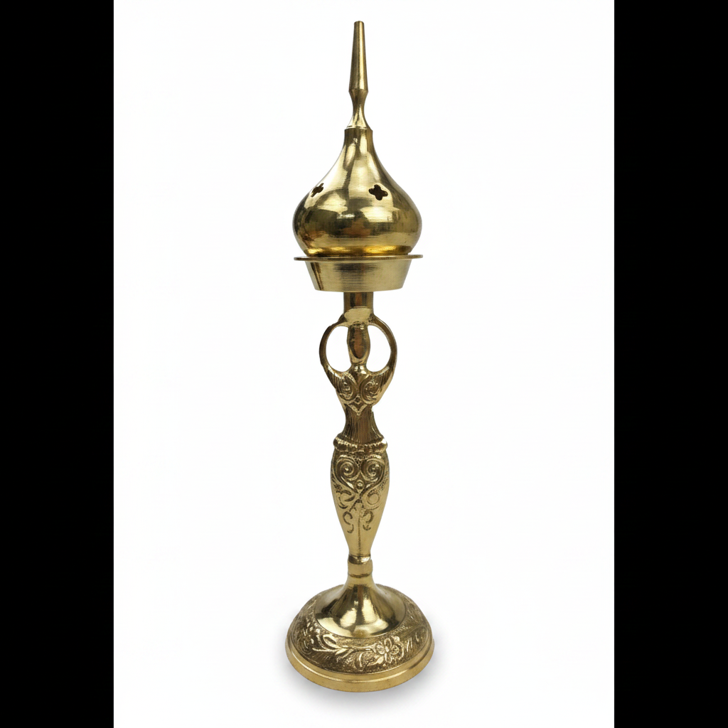 Goddess Brass Incense Burner, 9 Inches