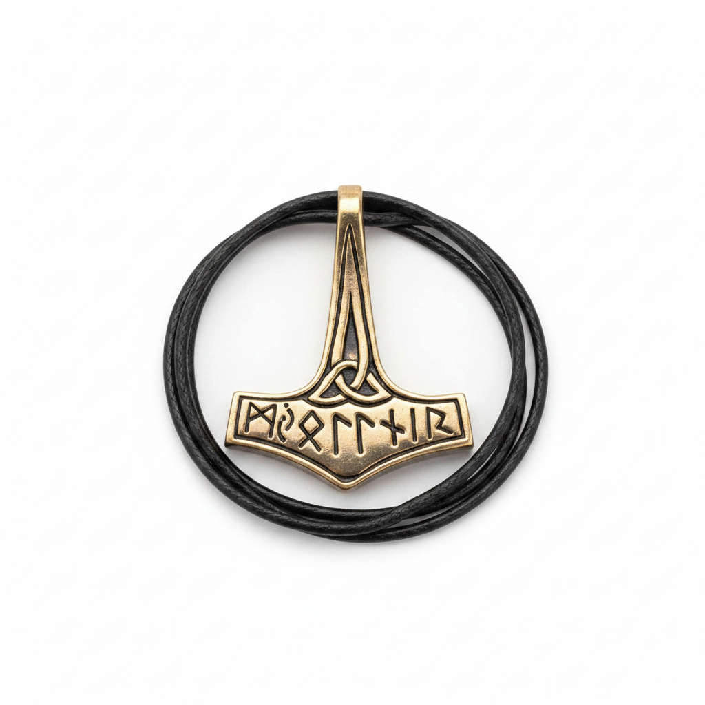 Bronze Thor's Hammer & Rune Pendant