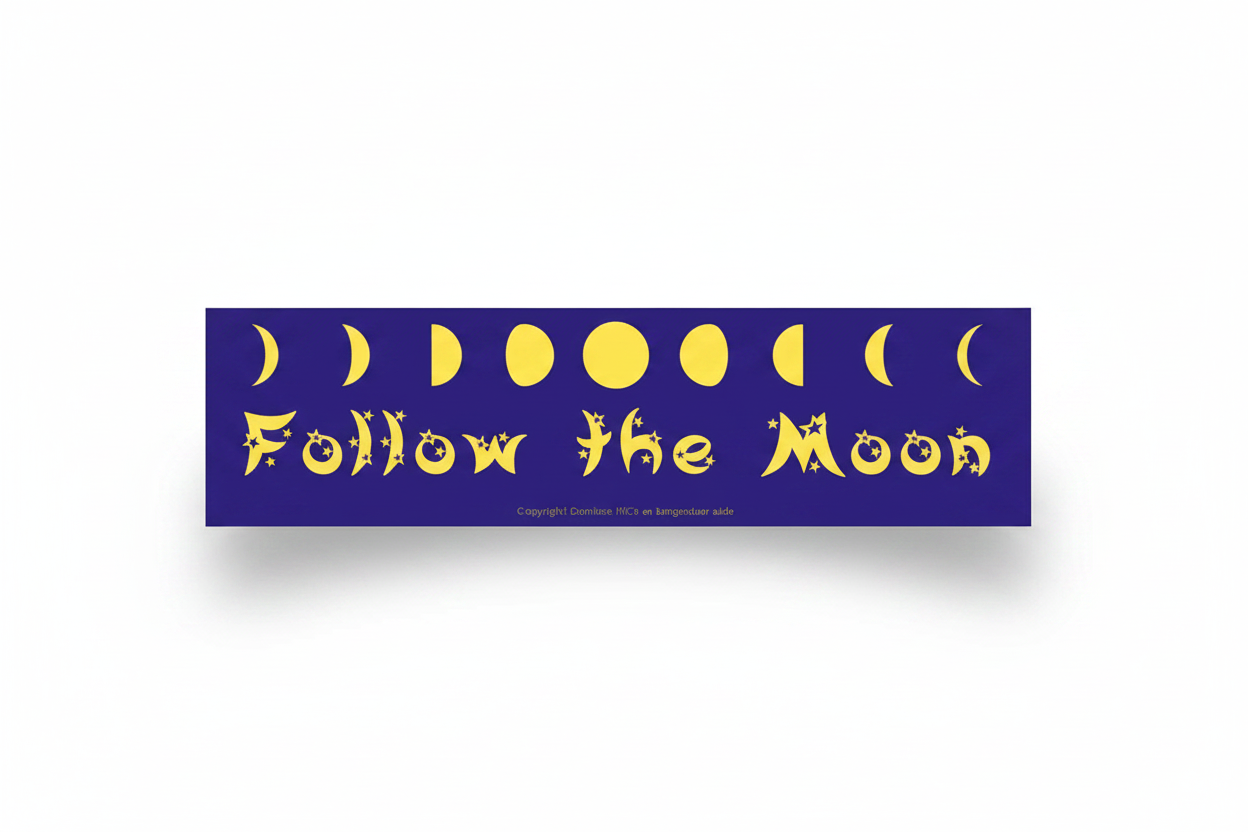 Follow the Moon Bumper Sticker, 11.5" x 3"