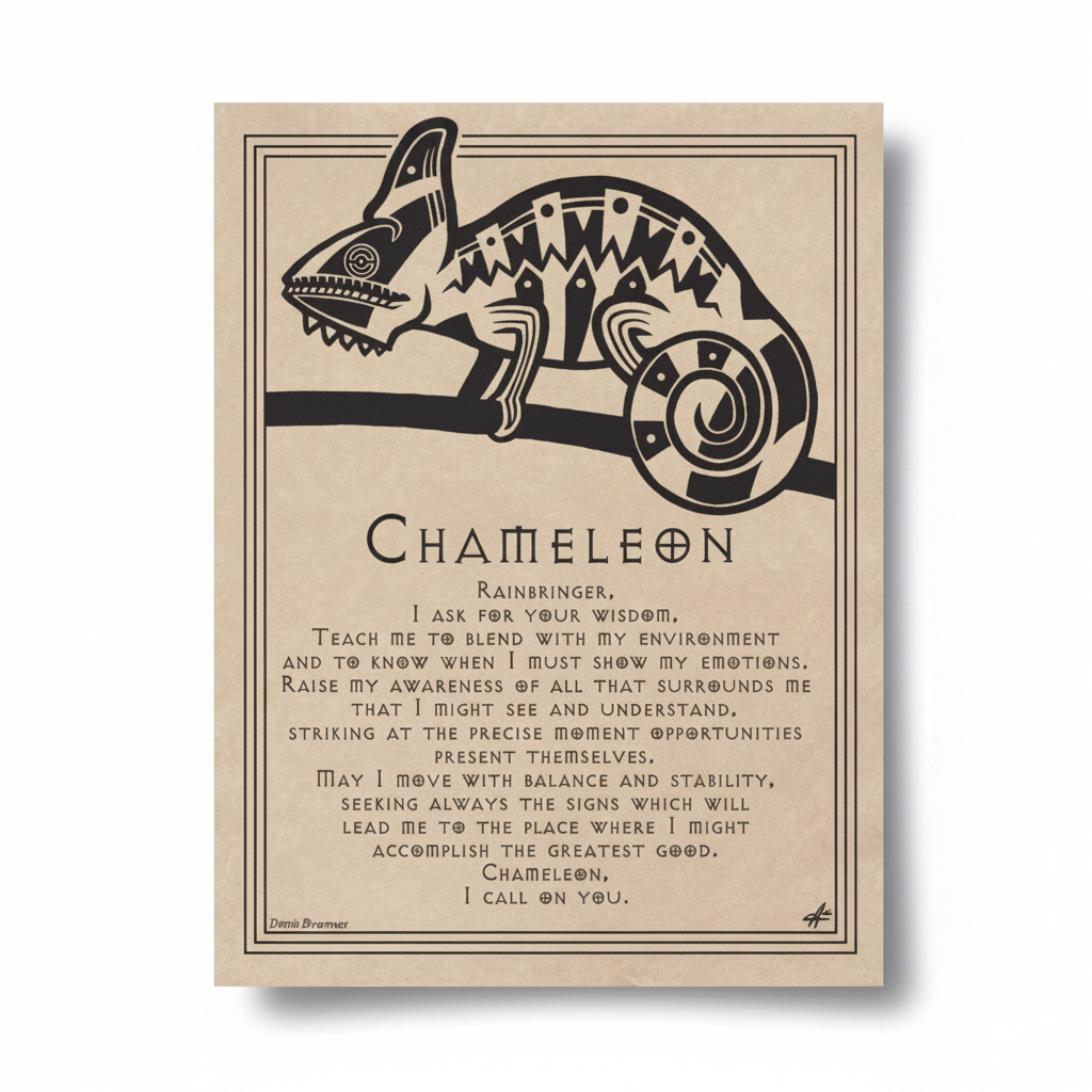 Chameleon Prayer Poster by AzureGreen, 8.5 x 11 Inches