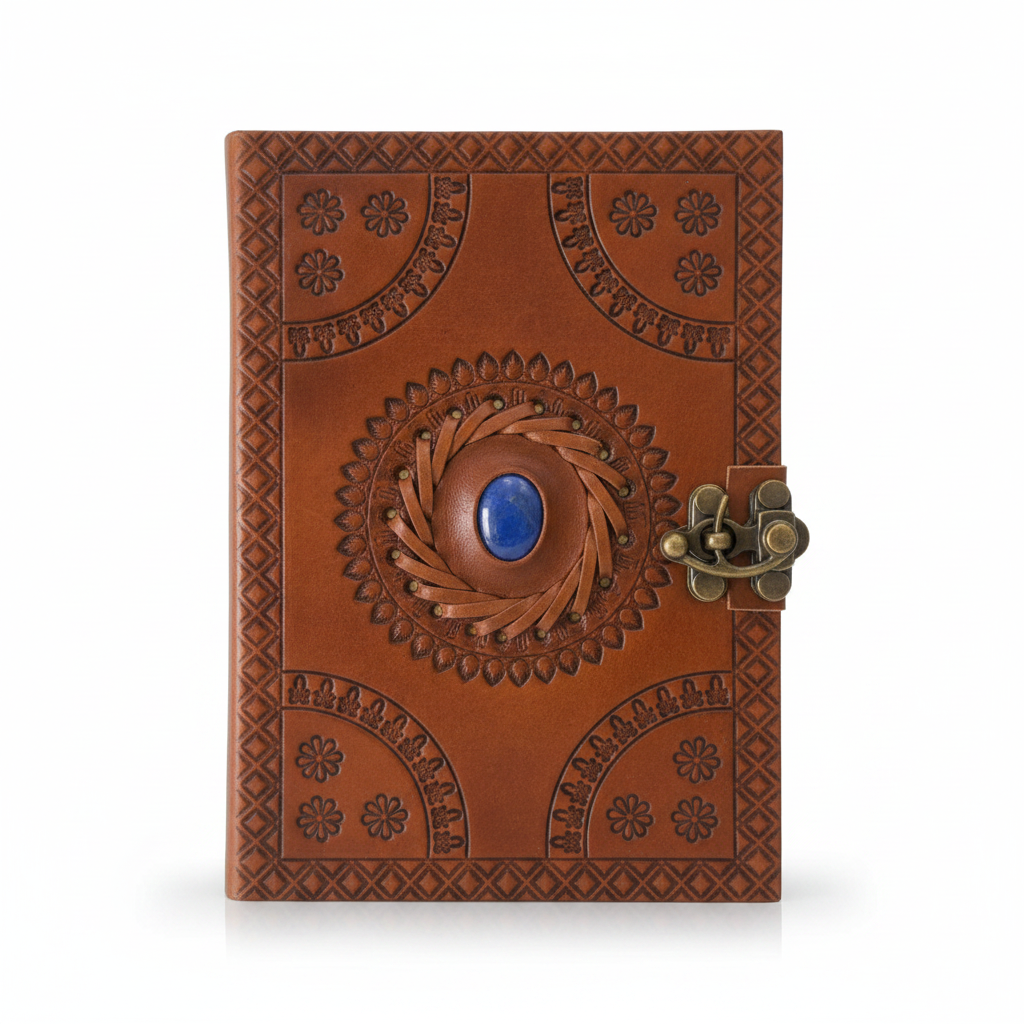 God's Eye Embossed Leather Journal, 5" x 7"