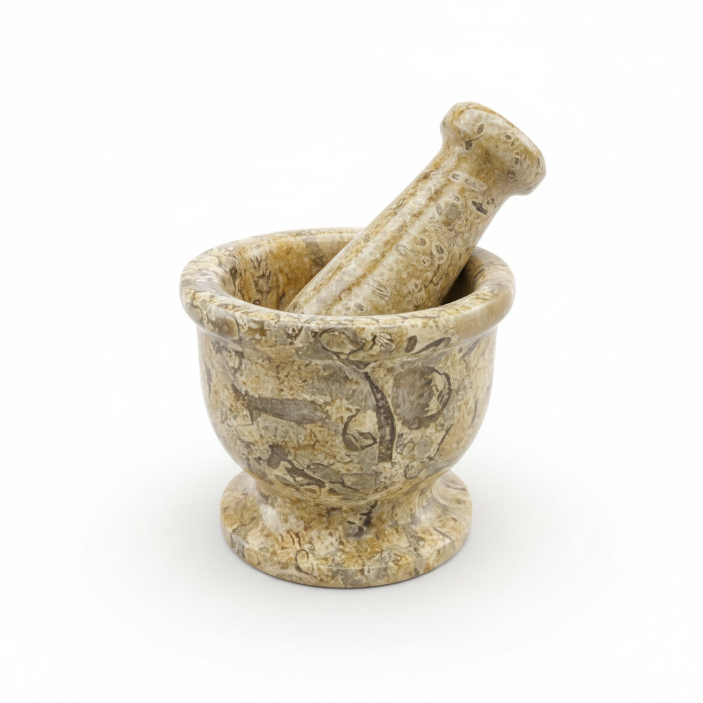 Fossil Coral Mortar And Pestle Set, Set Of 2 1/2 Inches