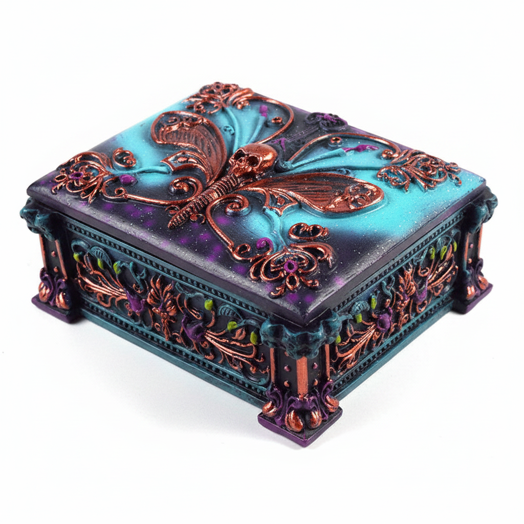 Death Moth Box, 3.5" x 5", detail view