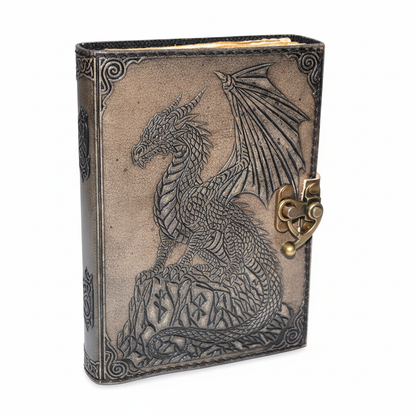 Dragon on Rock Leather Journal with Latch, alternate view