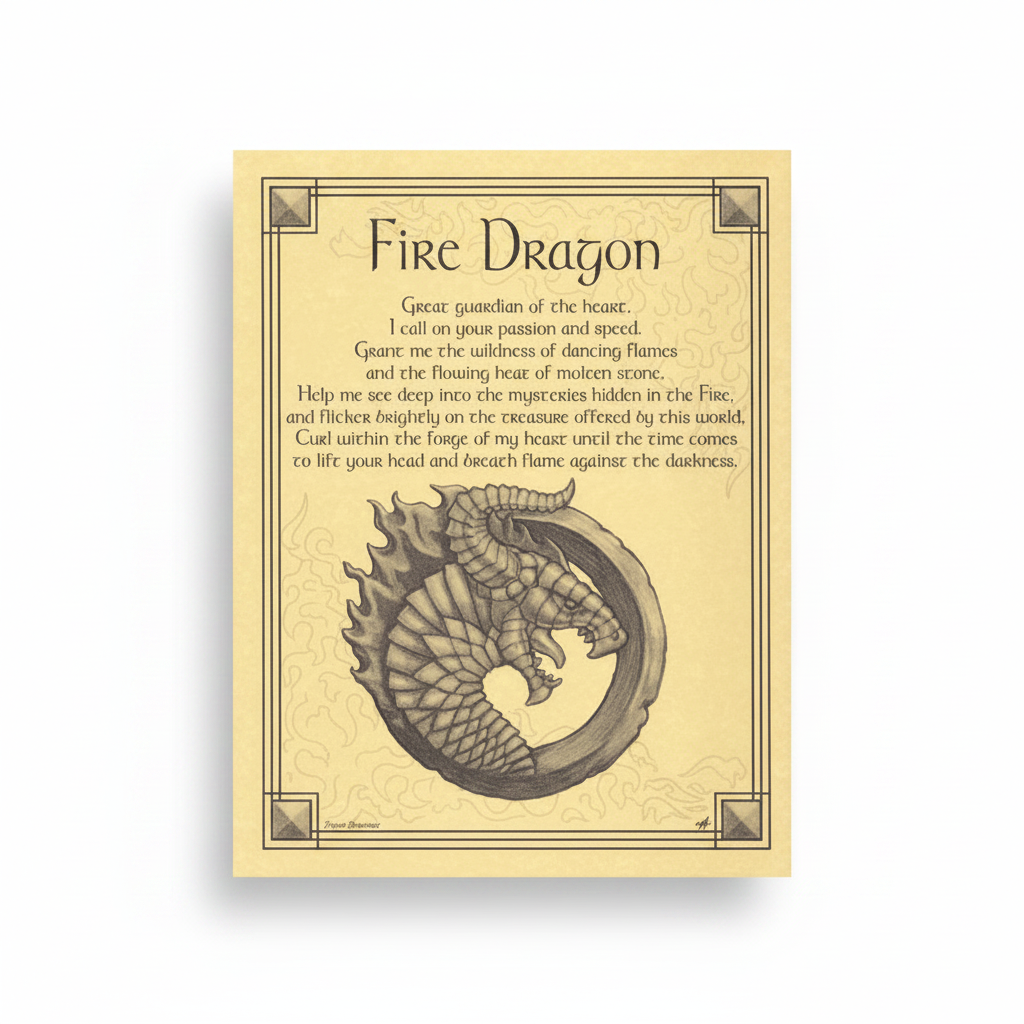 Fire Dragon Poster, 8.5" x 11"
