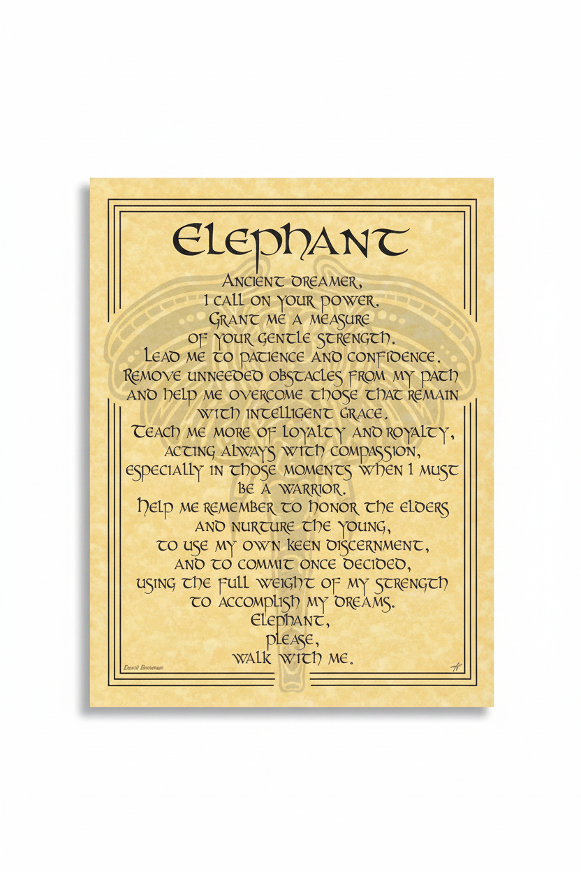 Elephant Prayer Poster, 8.5" x 11"