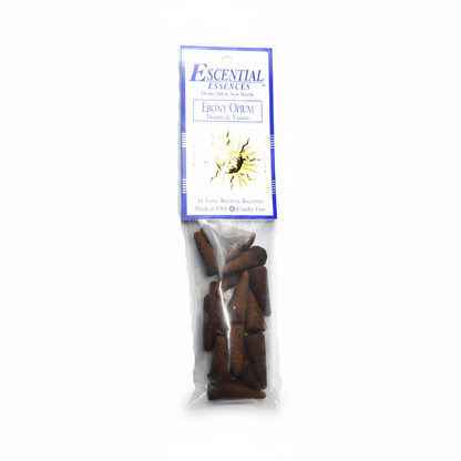 Ebony Opium Incense Cones by Escential Essences, 16 Cones