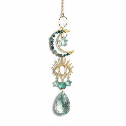 Evil Eye Crescent Sun Catcher, 16 Inches