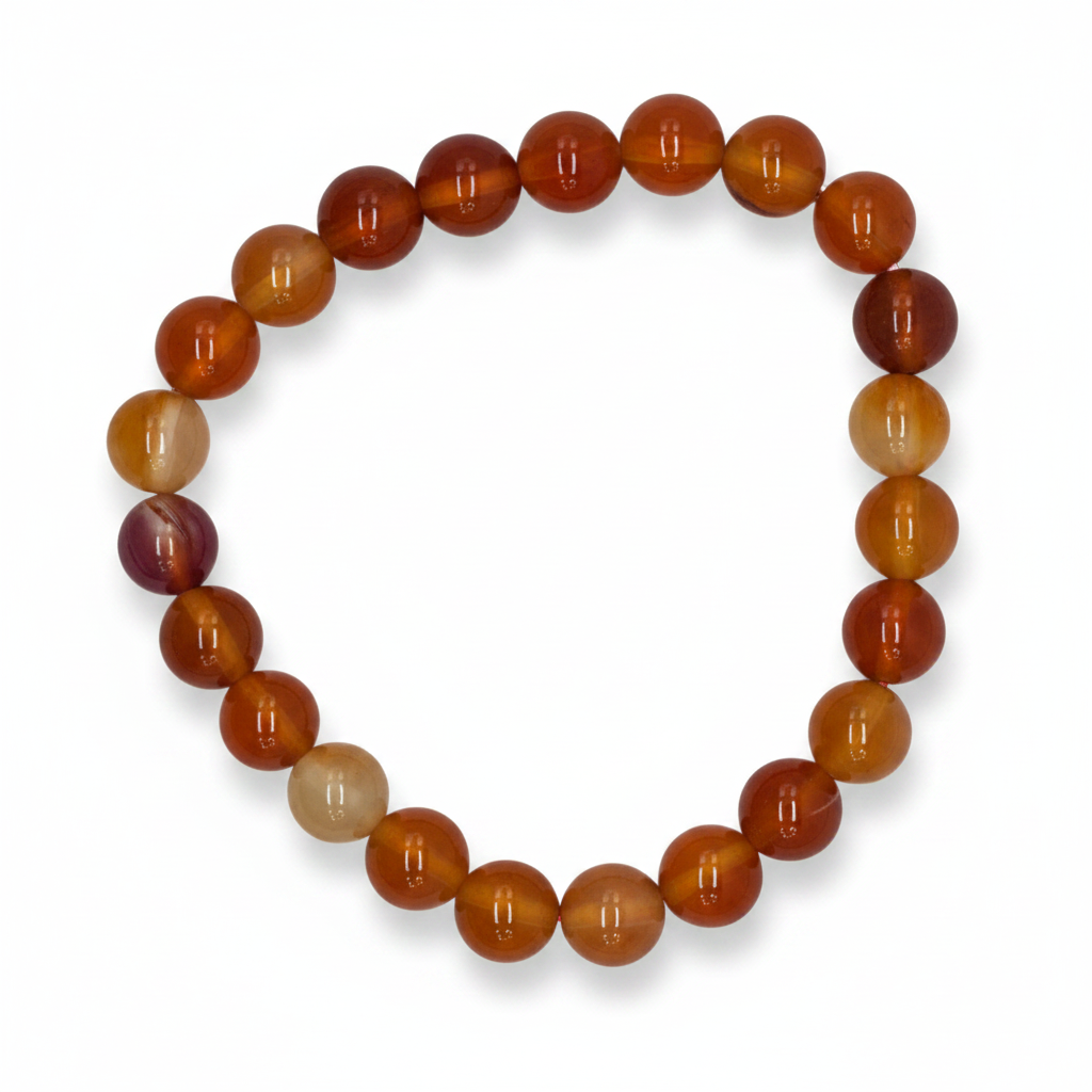 Carnelian Beaded Bracelet, 8mm