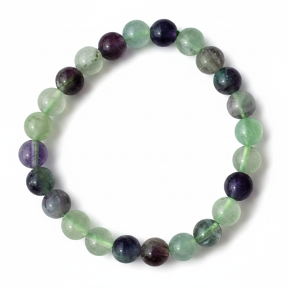 Fluorite Stone Bracelet, 8mm Beads