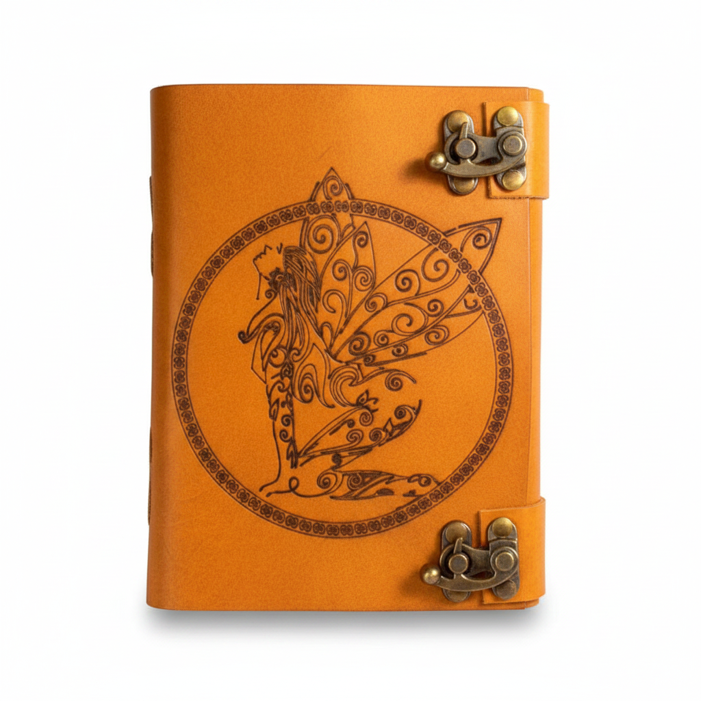 Fairy Leather Journal with Double Latch, 4.5 x 6.5 Inch