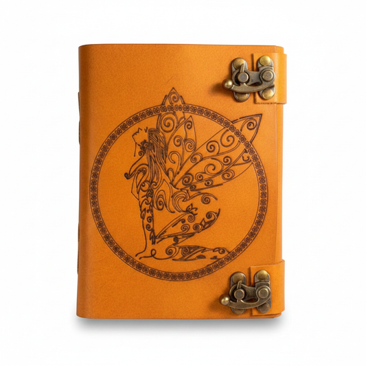 Fairy Leather Journal with Double Latch, 4.5 x 6.5 Inch