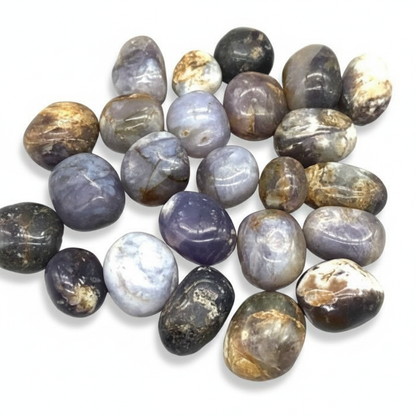 Purple and White Chalcedony Tumbled Stones, 1 Lb