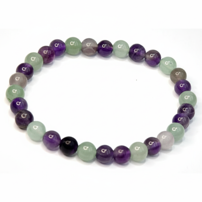 Fluorite, Amethyst and Green Aventurine Bracelet, 6mm