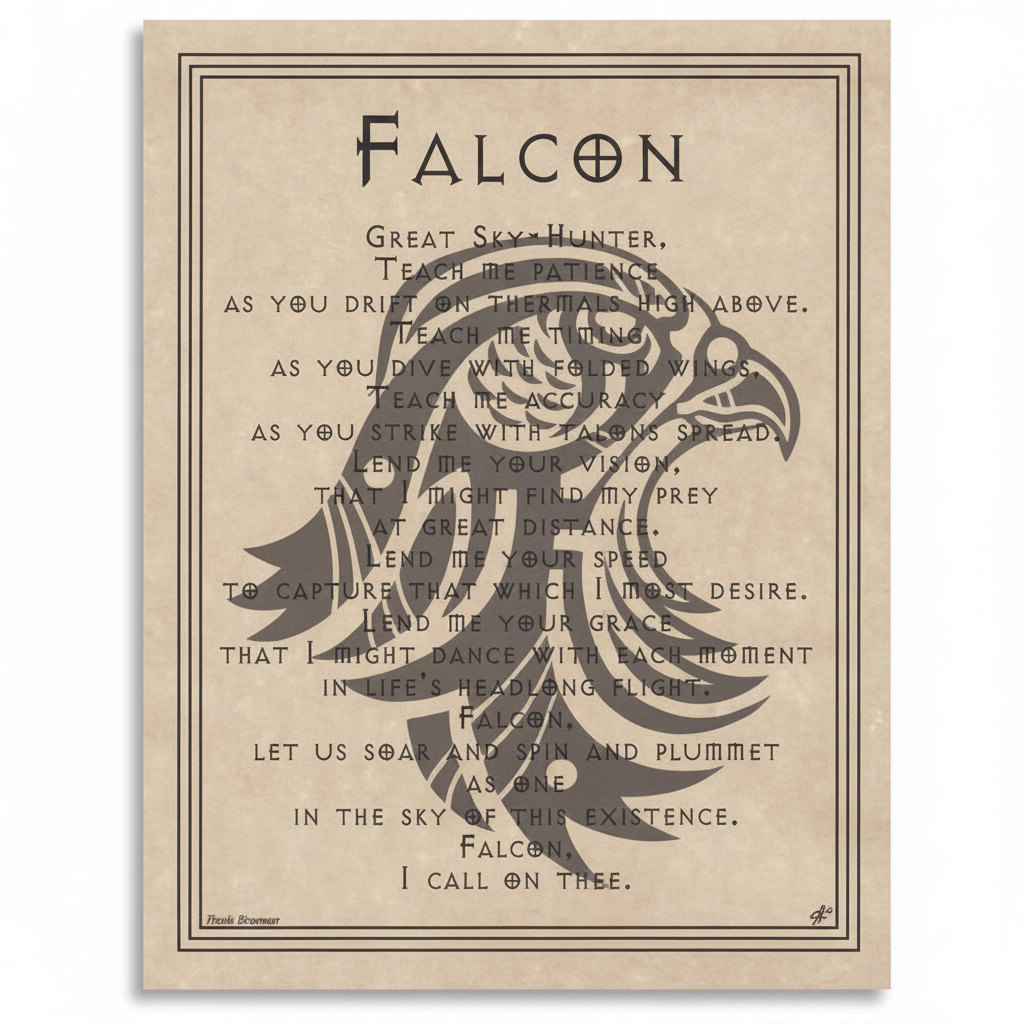 Falcon Prayer Poster, 8.5" x 11"