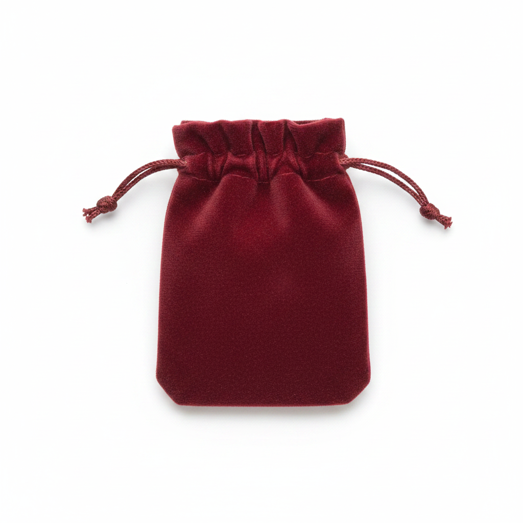 Burgundy Velveteen Bag, 2 x 2.5 Inches