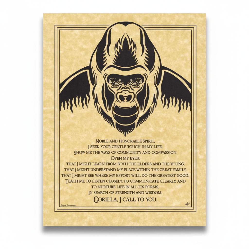 Gorilla Prayer Poster, 8.5" x 11"