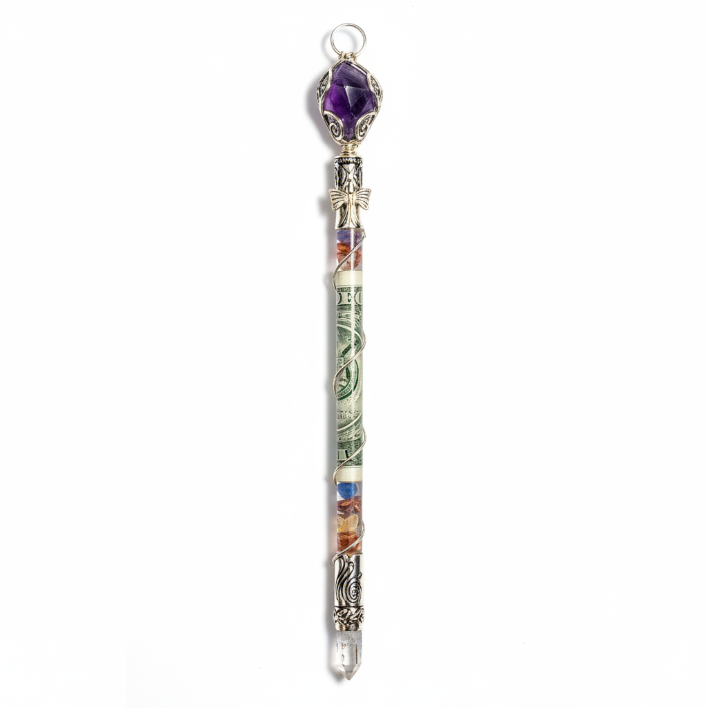 Crystal Money Wand, 8 Inches