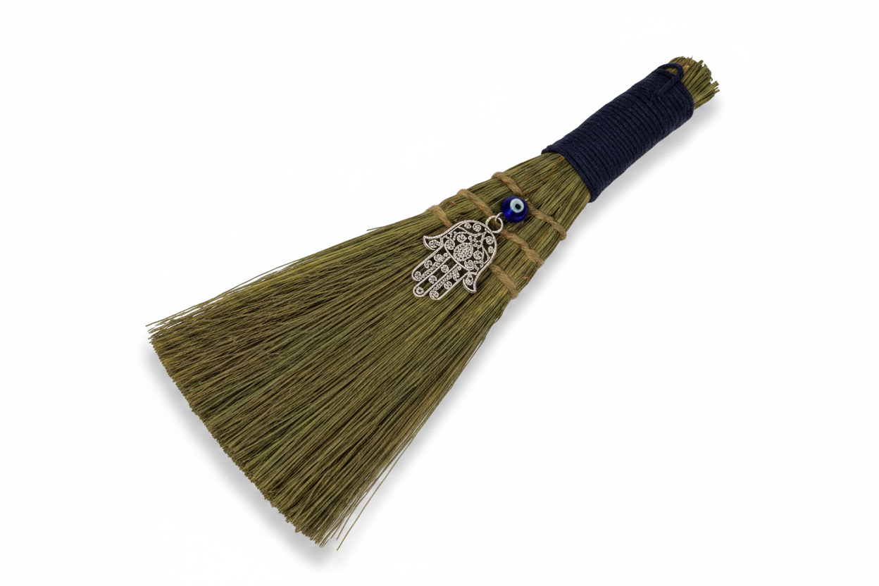 Evil Eye and Fatima Hand Broom, 9 Inch