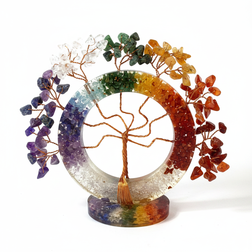 Circle Tree of Life Chakra Gemstone Tree, 4 1/2 Inches