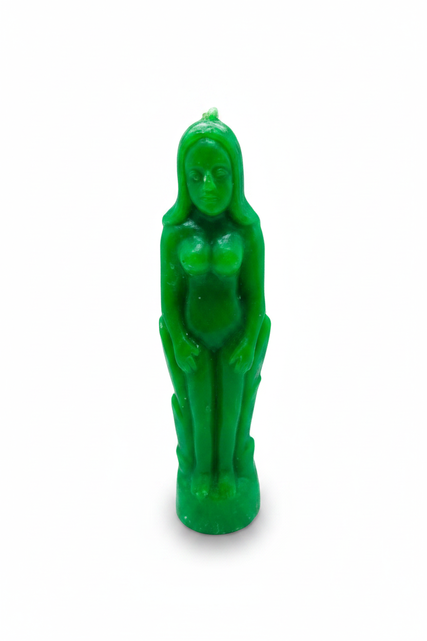 Green Female Figure Candle, 7"